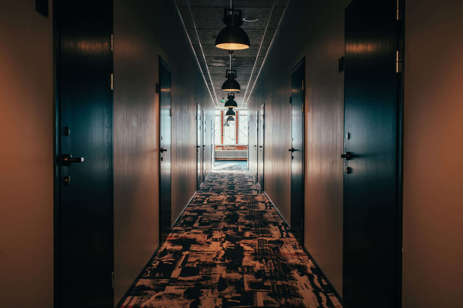 The rug designed by Meri Nurmi in the corridor of Folks Hotel